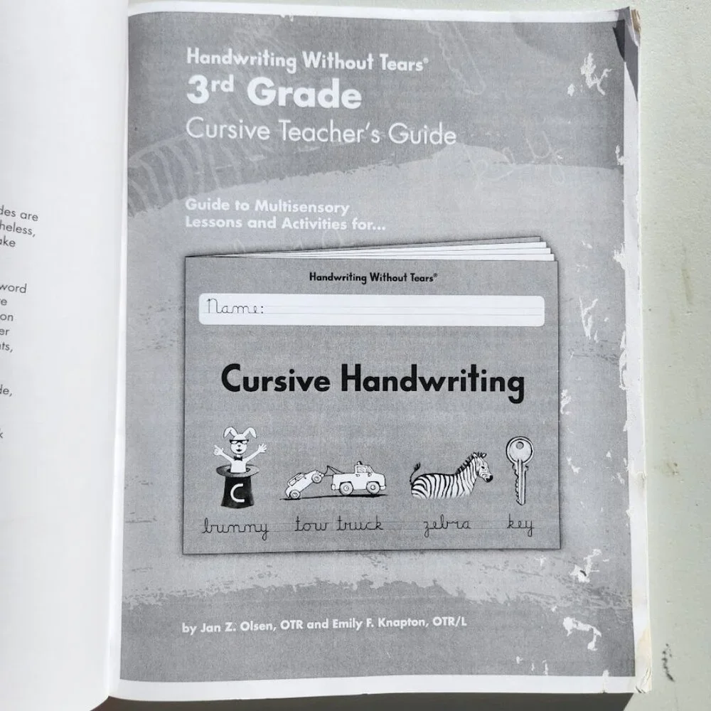 Handwriting Without Tears 3rd Grade Cursive Teacher's Guide Writing Book Key